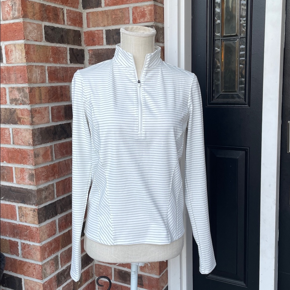 TIS by Thrive Striped‎ 3/4 Zip Athletic Top